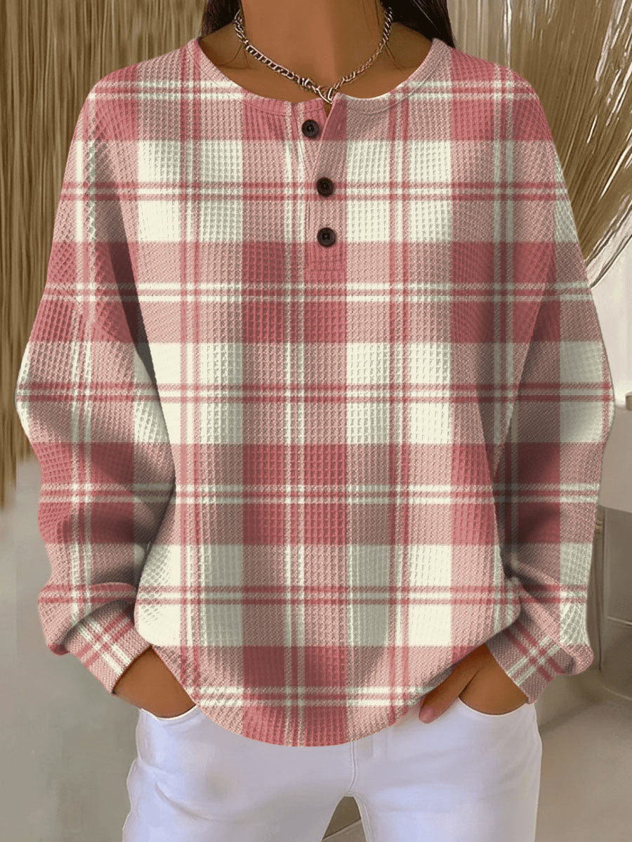 Pull à Empiècements Rayés et Boutons Femme