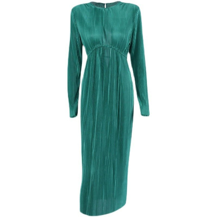Robe Longue Plissée à Manches Longues Femme