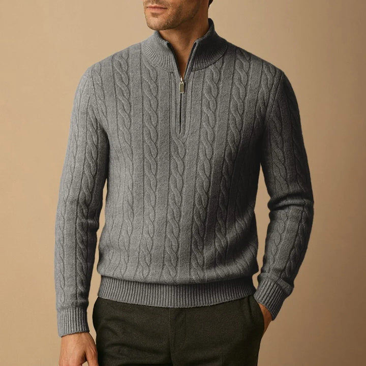 Pull Torsadé Col Zippé Homme