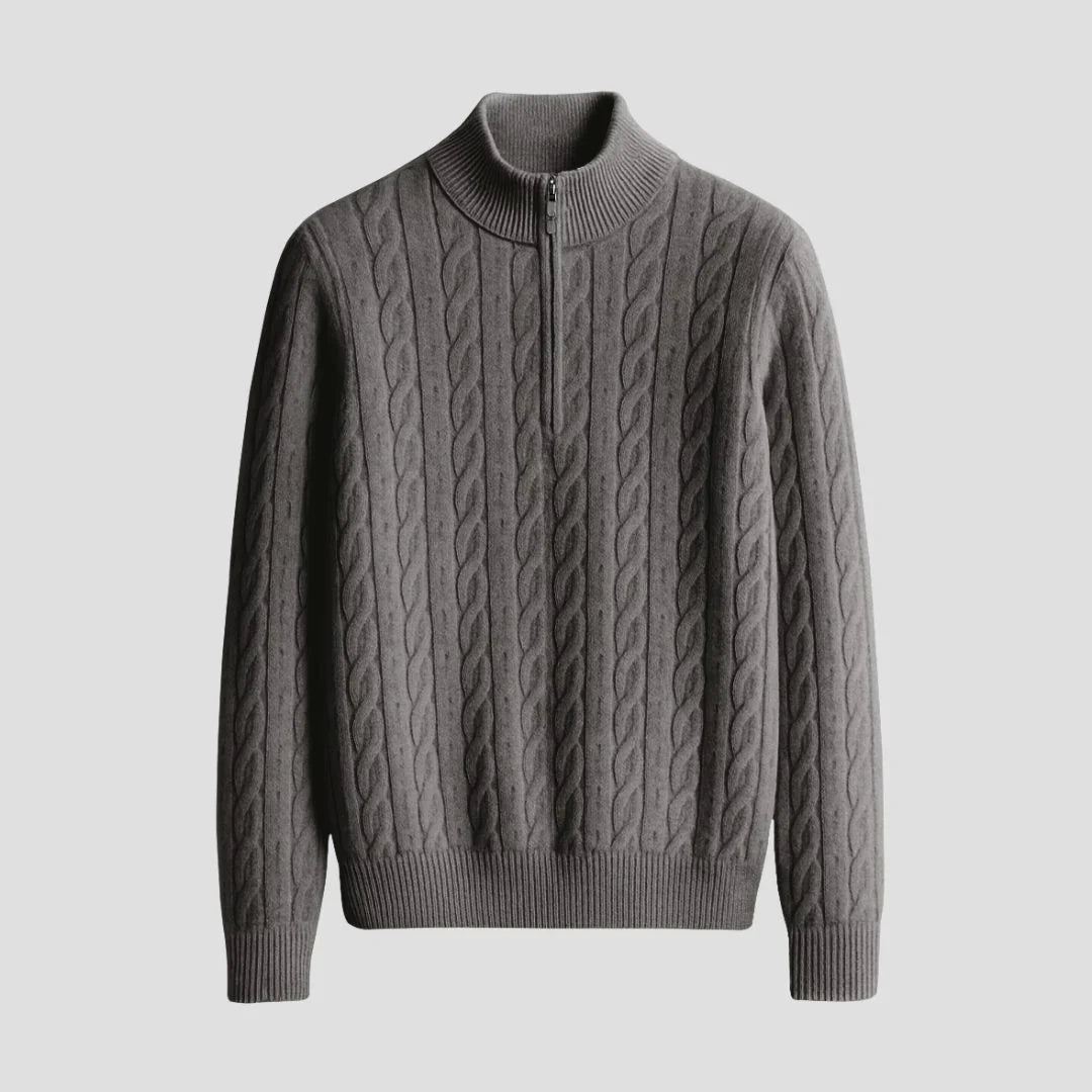 Pull Torsadé Col Zippé Homme