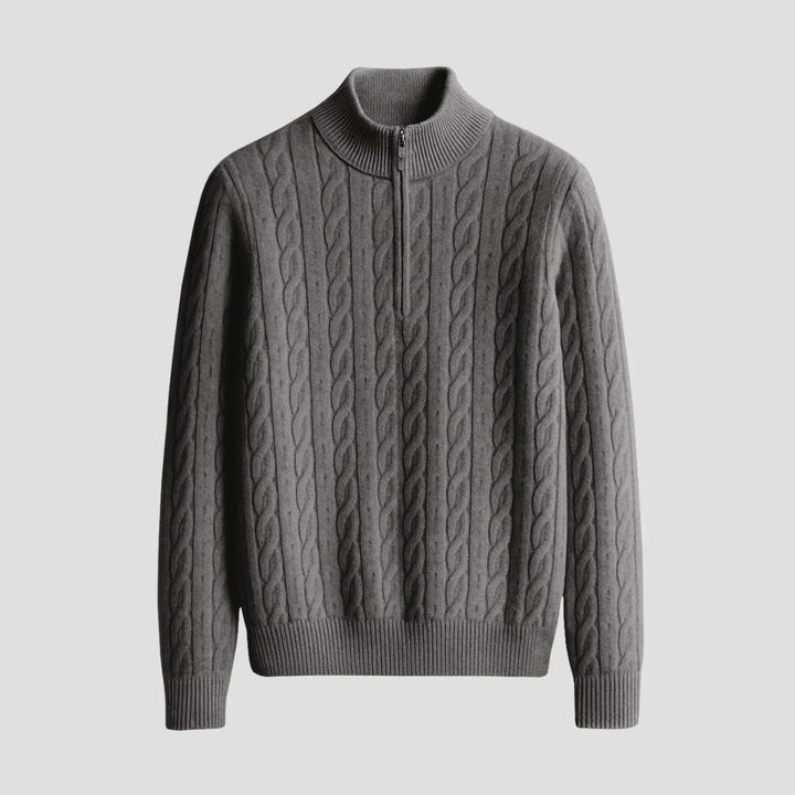 Pull Torsadé Col Zippé Homme