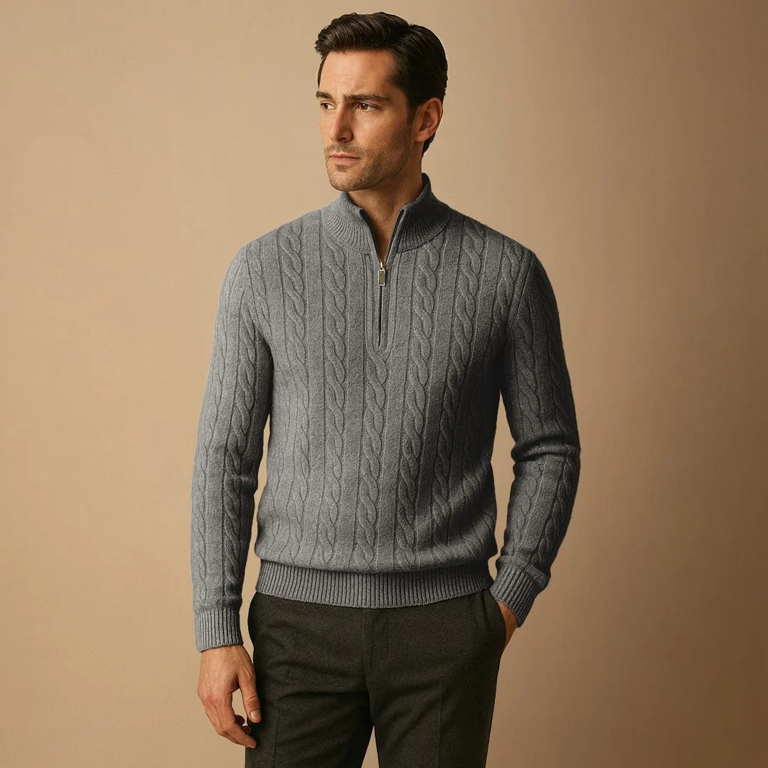 Pull Torsadé Col Zippé Homme