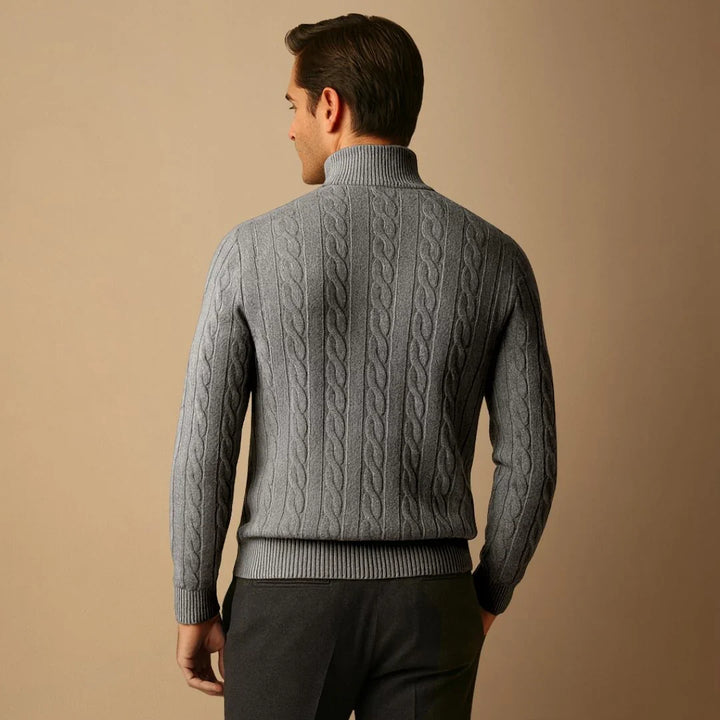 Pull Torsadé Col Zippé Homme