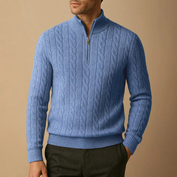 Pull Torsadé Col Zippé Homme
