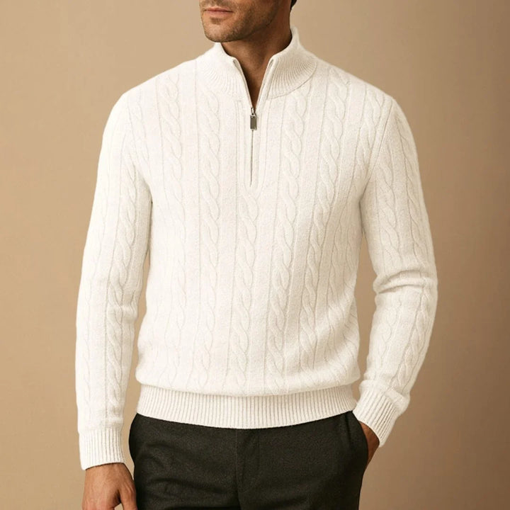 Pull Torsadé Col Zippé Homme