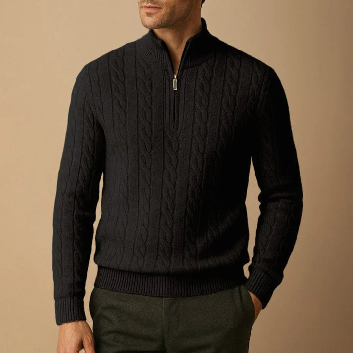 Pull Torsadé Col Zippé Homme