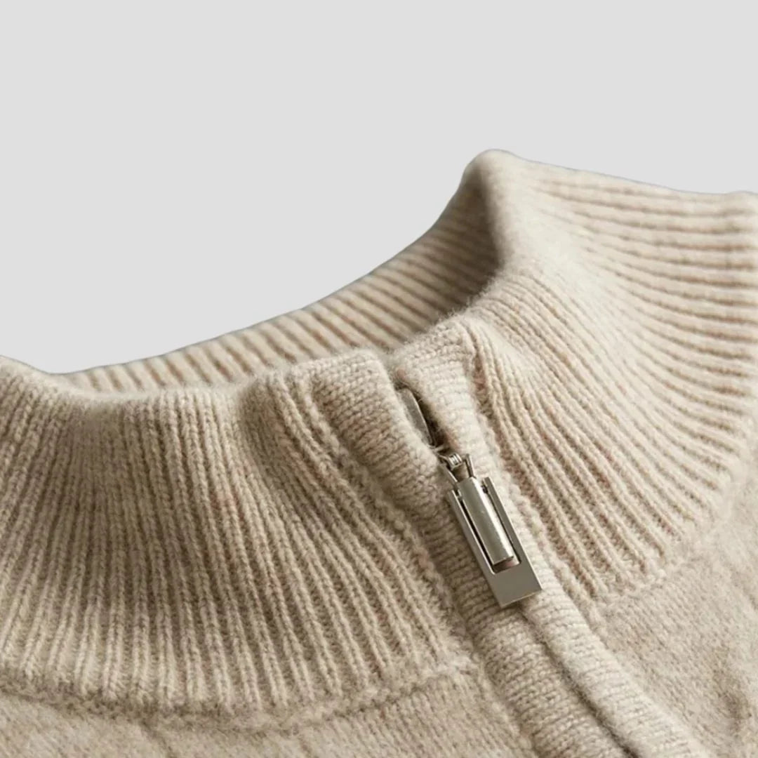 Pull Torsadé Col Zippé Homme