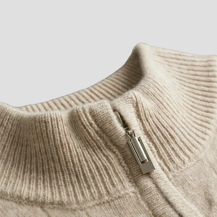 Pull Torsadé Col Zippé Homme