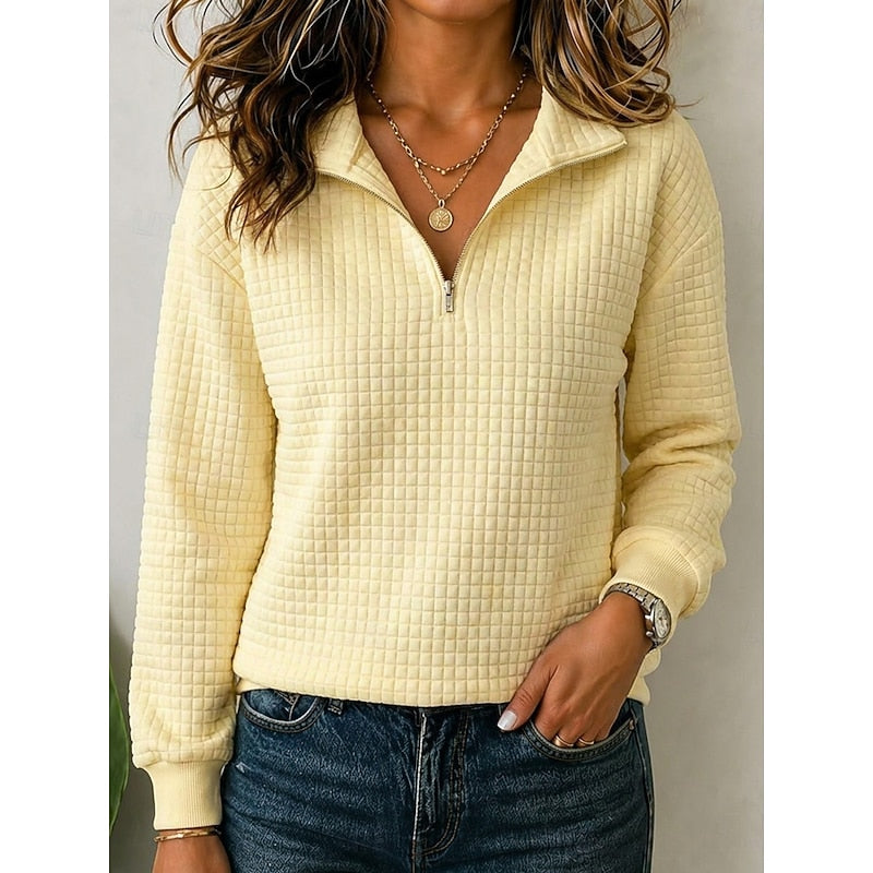 Pull à Col Zippé et Manches Longues Femme