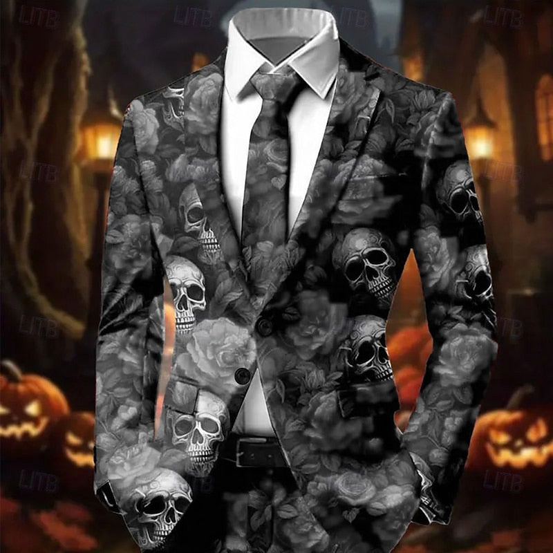 Blazer Halloween Imprimé Crânes et Roses Homme