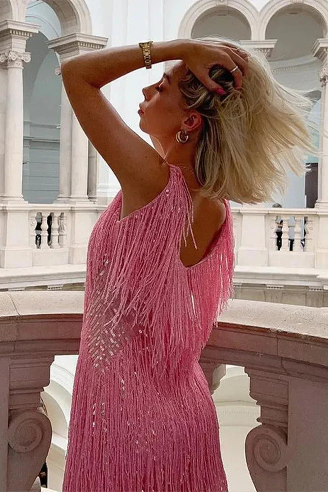 Robe À Paillettes À Franges Femme