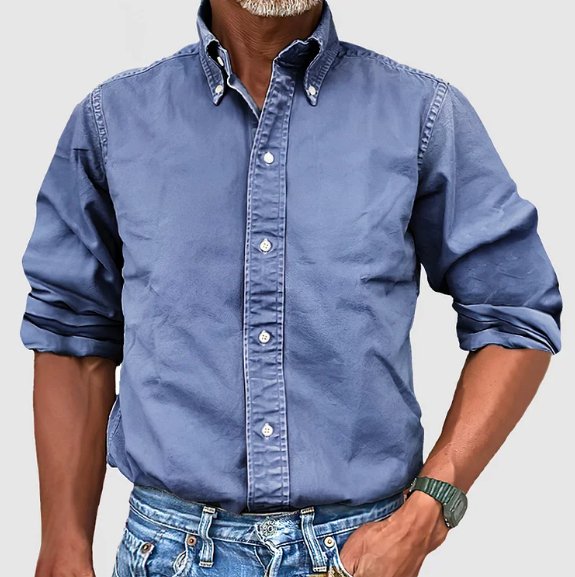 Chemise à Manches Longues et Col Boutonné Homme