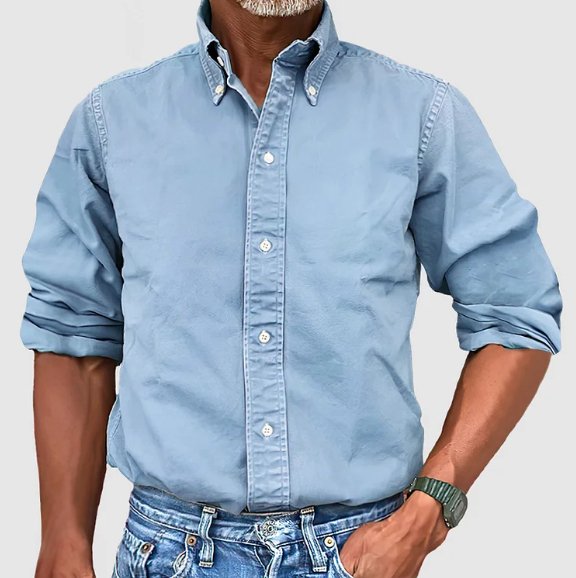 Chemise à Manches Longues et Col Boutonné Homme