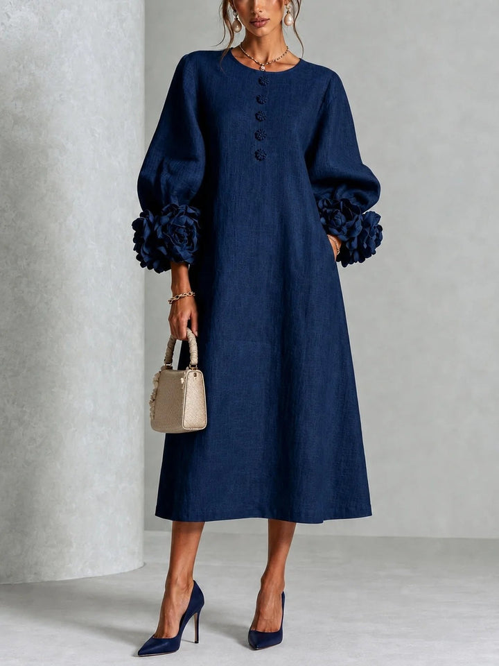 Robe Midi à Poignets Fleuris Femme