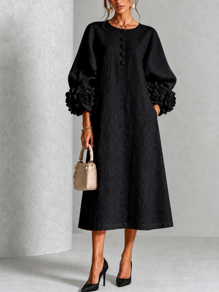 Robe Midi à Poignets Fleuris Femme