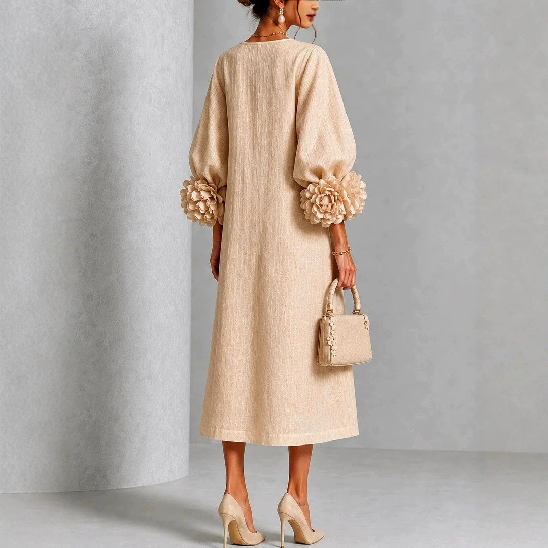 Robe Midi à Poignets Fleuris Femme