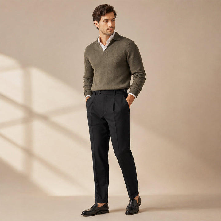 Pantalon à Pinces Coupe Fusélée Homme