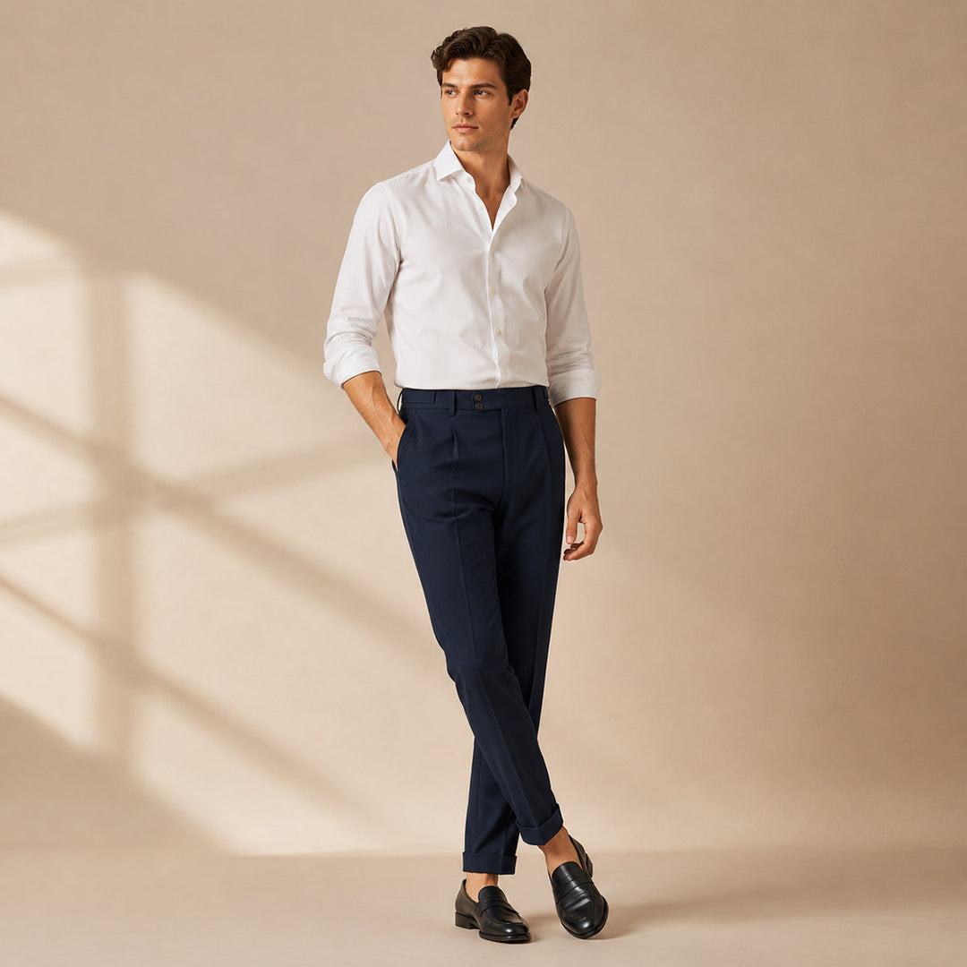 Pantalon à Pinces Coupe Fusélée Homme
