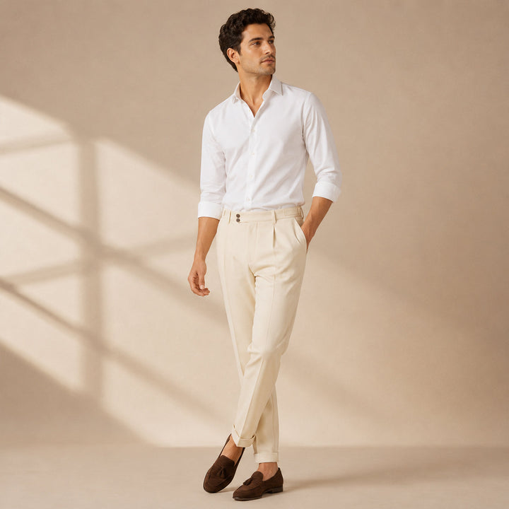 Pantalon à Pinces Coupe Fusélée Homme