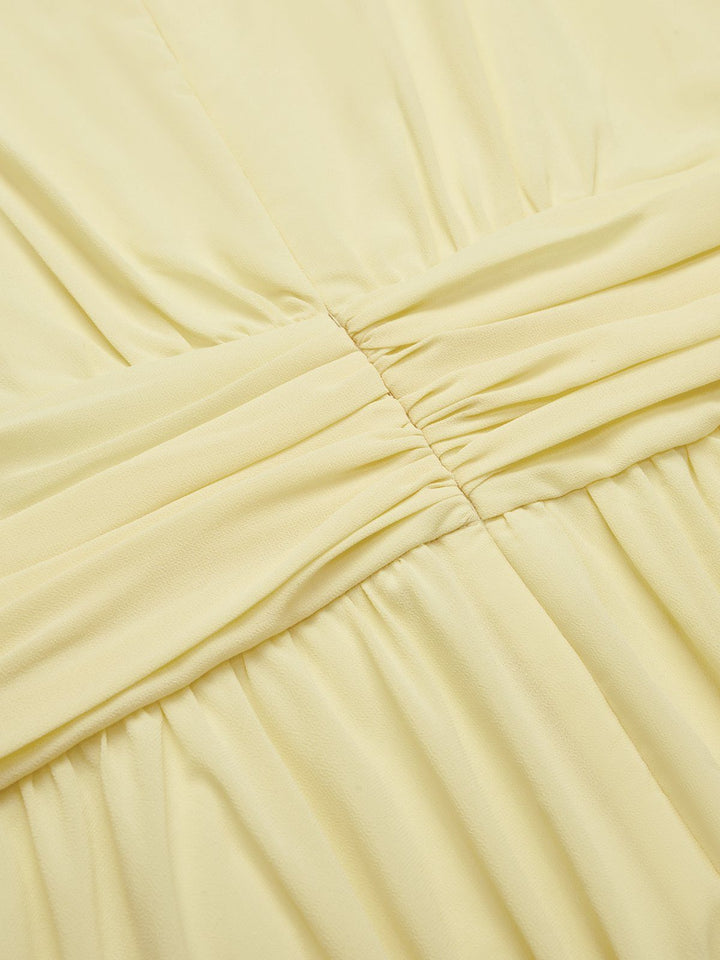 Robe Longue Sans Manches Taille Drapée Femme