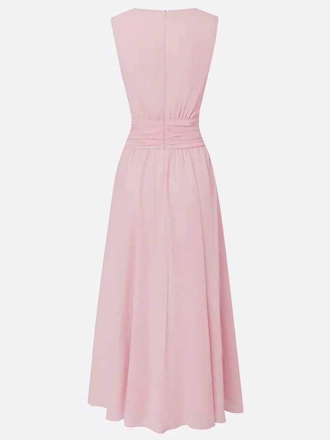 Robe Longue Sans Manches Taille Drapée Femme