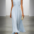 Robe Longue Sans Manches Taille Drapée Femme
