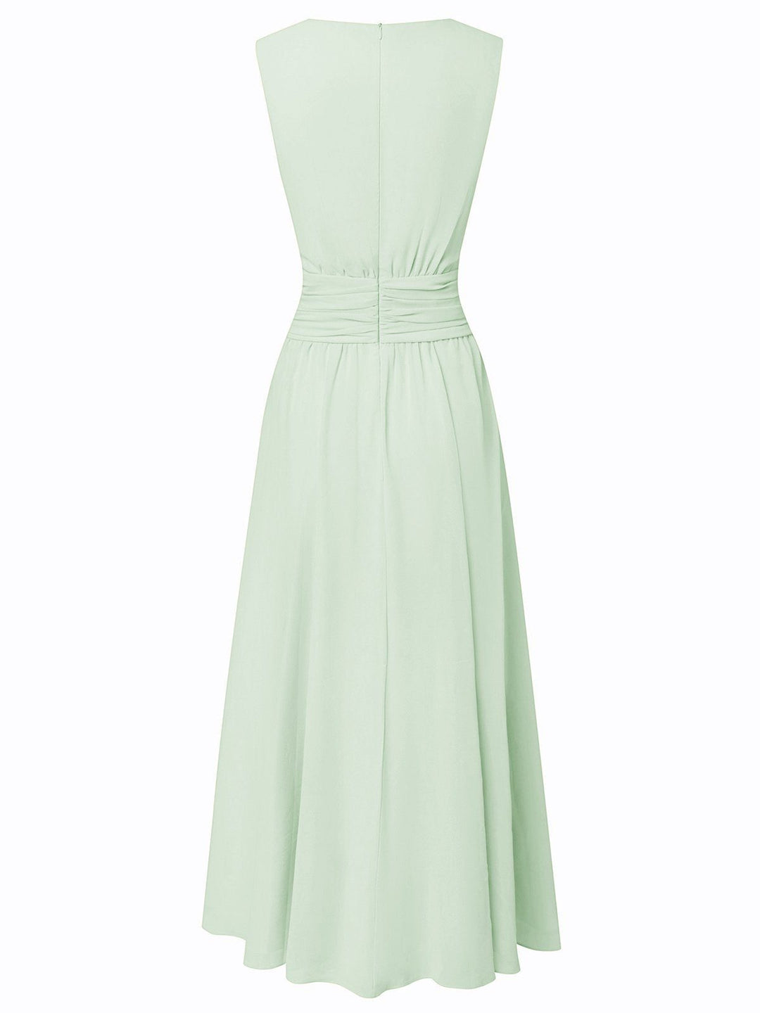 Robe Longue Sans Manches Taille Drapée Femme
