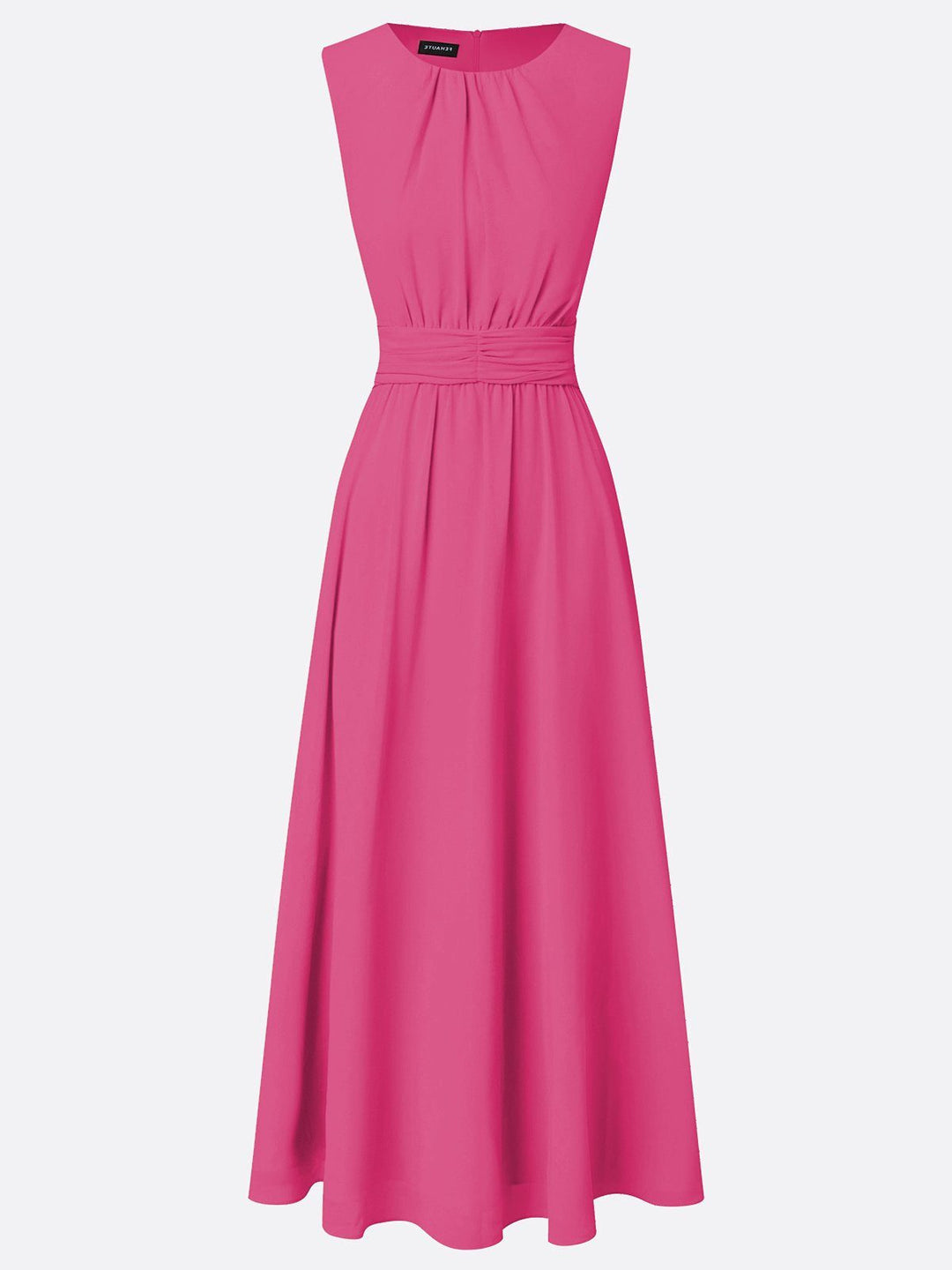Robe Longue Sans Manches Taille Drapée Femme