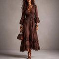 Robe Maxi Bohème à Col V Femme