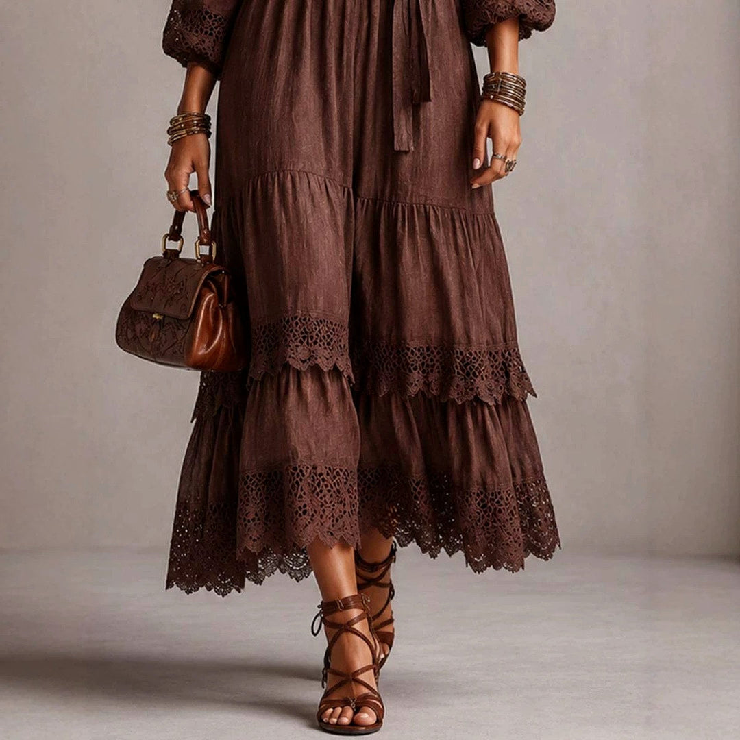 Robe Maxi Bohème à Col V Femme
