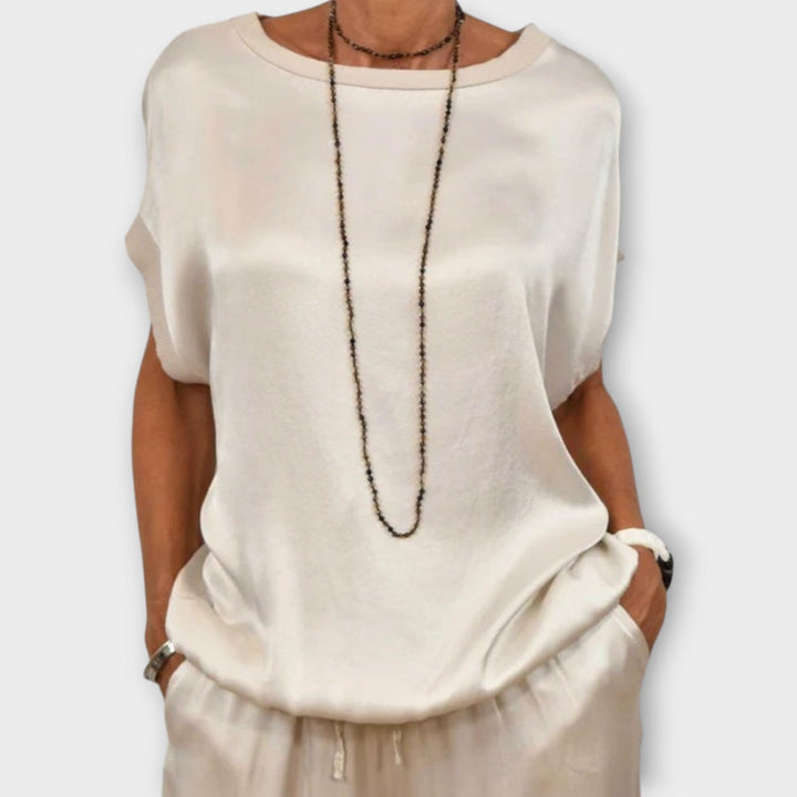 Ensemble Satiné Haut Et Pantalon Large Femme
