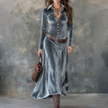 Robe Midi à Col Chemise Femme