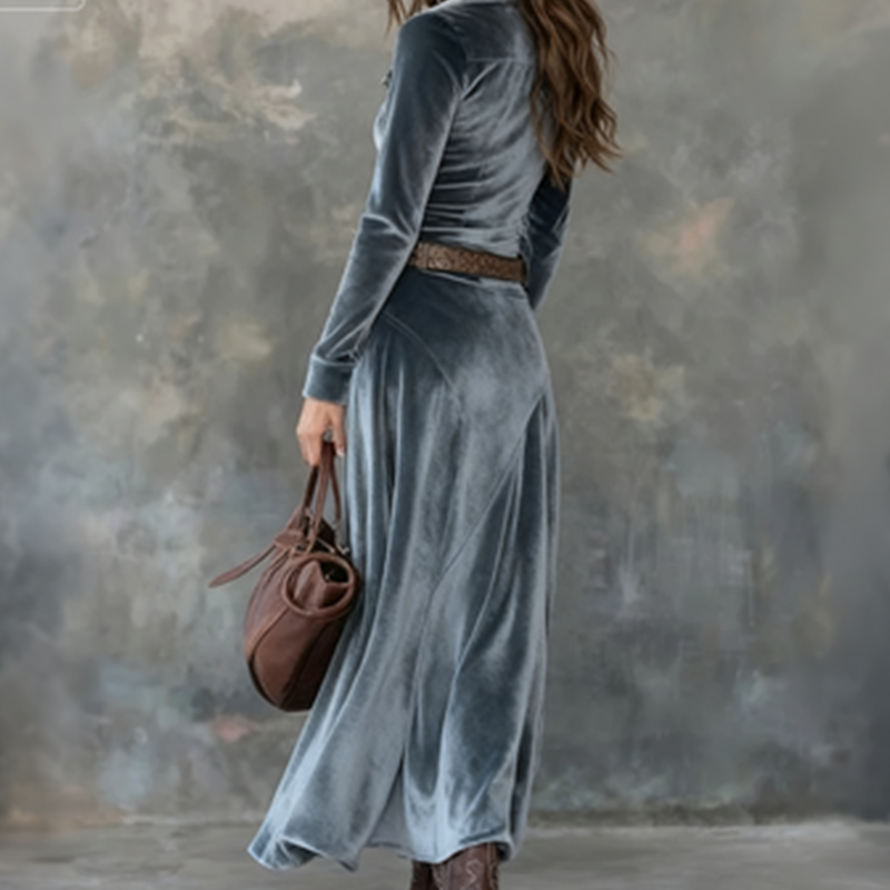 Robe Midi à Col Chemise Femme