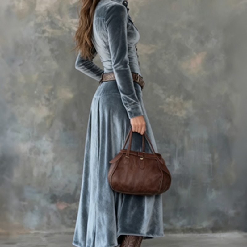 Robe Midi à Col Chemise Femme