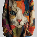 Pull Motif Chat À Manches Longues Femme