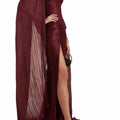 Robe Longue Drapée Fendue Femme