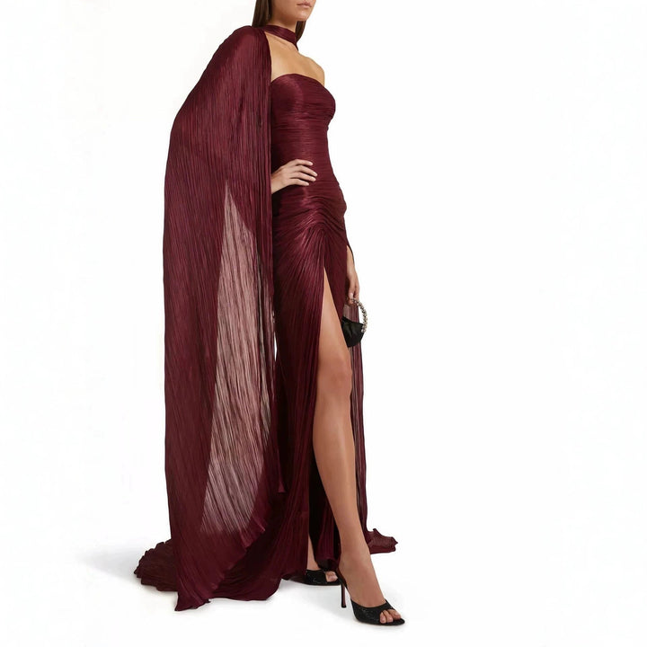 Robe Longue Drapée Fendue Femme