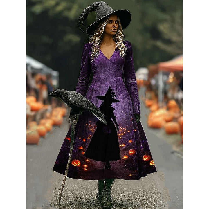 Robe Midi Halloween Sorcière Femme