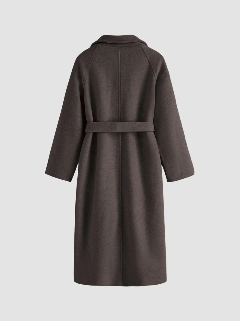 Manteau Long Ceinturé à Revers Femme