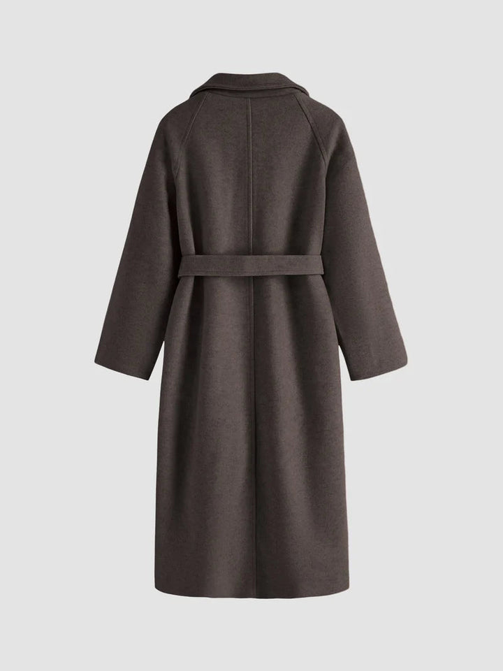 Manteau Long Ceinturé à Revers Femme