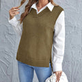 Pull Sans Manches à Col V Femme
