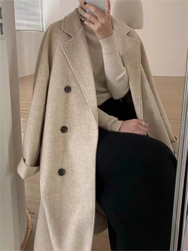 Manteau Long à Revers Et Double Boutonnage Femme