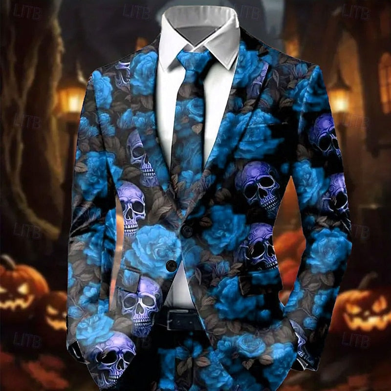 Blazer Halloween Imprimé Crânes et Roses Homme