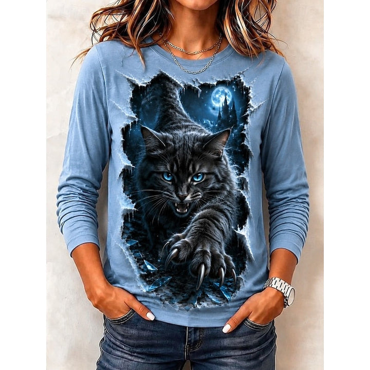 Haut Halloween Imprimé Chat Gothique Femme