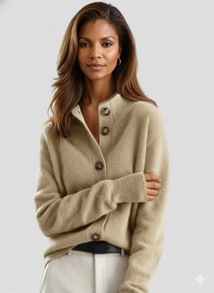 Gilet Boutonné À Col Montant Femme