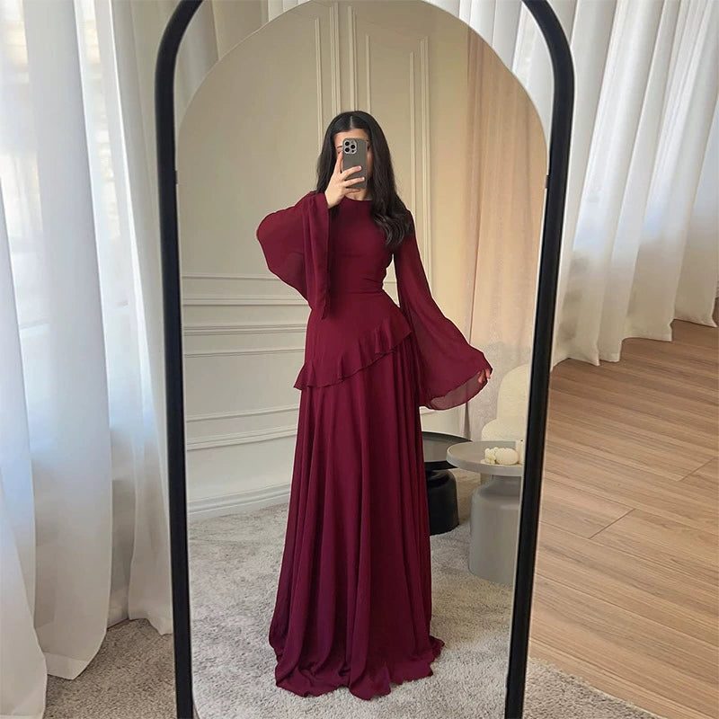 Robe Longue à Manches Évasées Femme