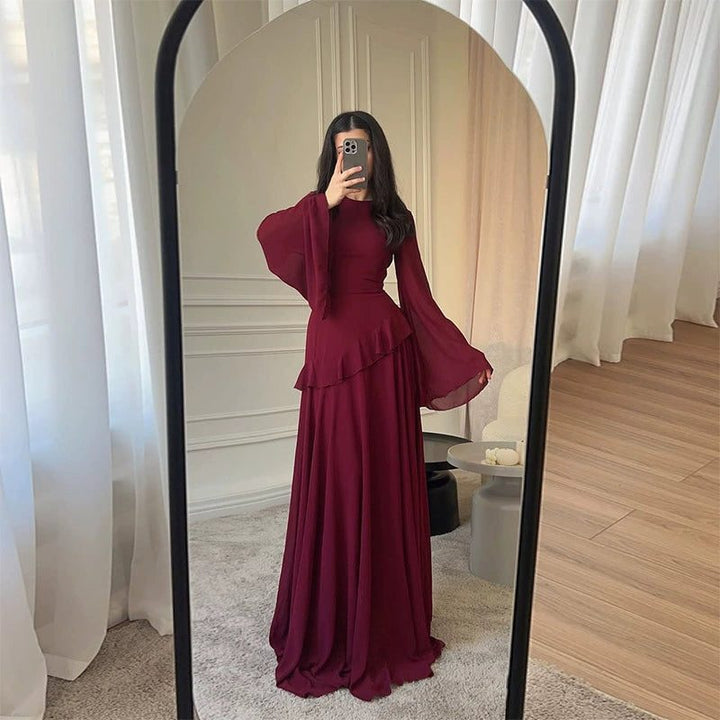 Robe Longue à Manches Évasées Femme