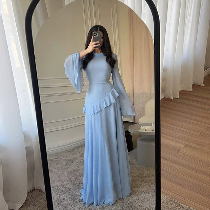 Robe Longue à Manches Évasées Femme