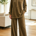 Ensemble 2 Pièces Haut À Col Chemise Et Pantalon Large Femme