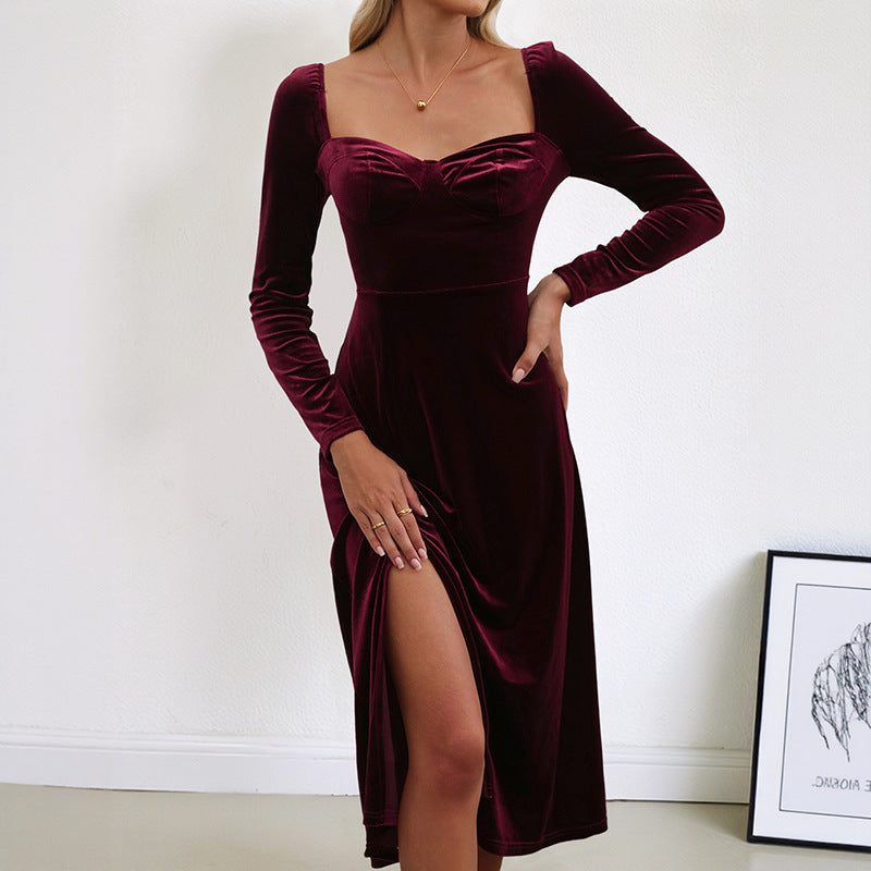 Robe Midi à Encolure Cœur Femme